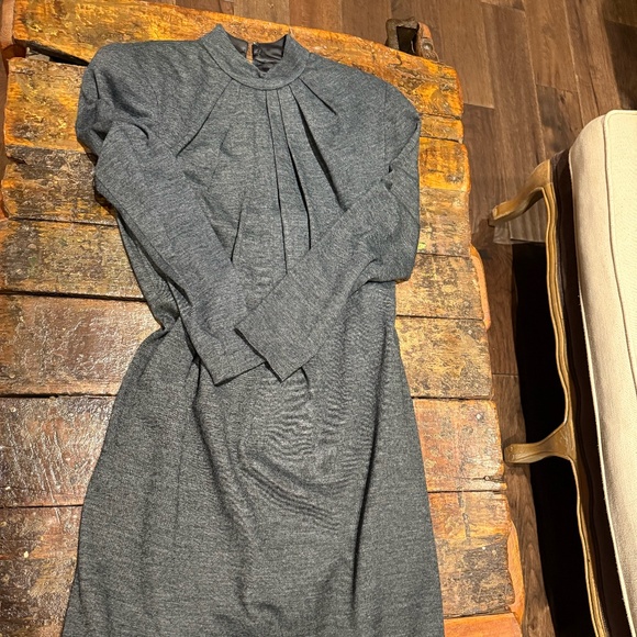 Victor Costa wool dress with fox fur trim - Picture 3 of 10